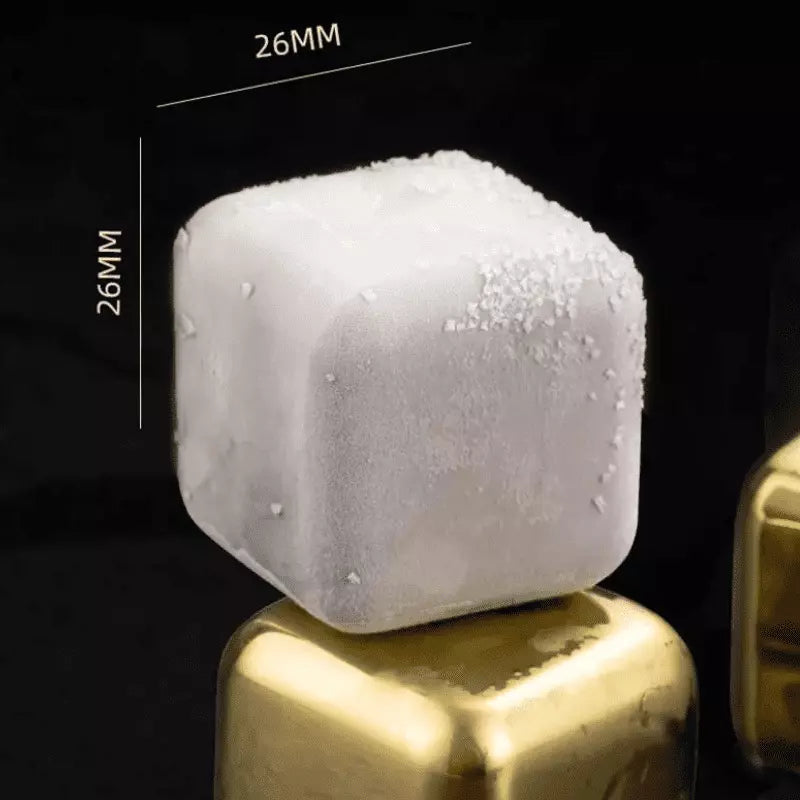 Cubos de Gelo Aço Inox Dourado com Pegador