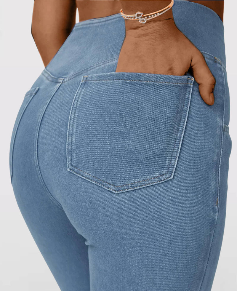 Calça Jeans Feminina Mab Ganga Wide Leg - Cintura Alta Cruzada