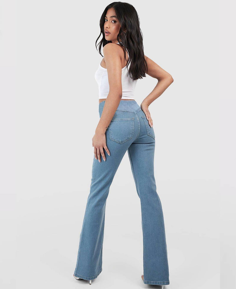 Calça Jeans Feminina Mab Ganga Wide Leg - Cintura Alta Cruzada