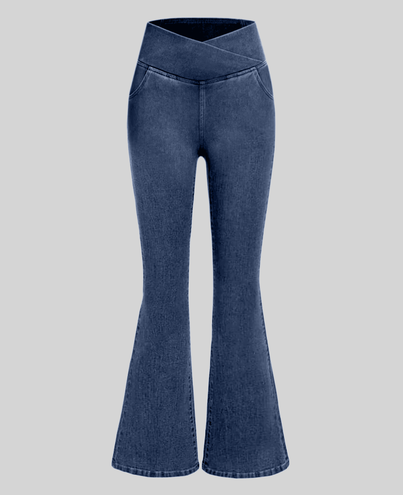 Calça Jeans Feminina Mab Ganga Wide Leg - Cintura Alta Cruzada