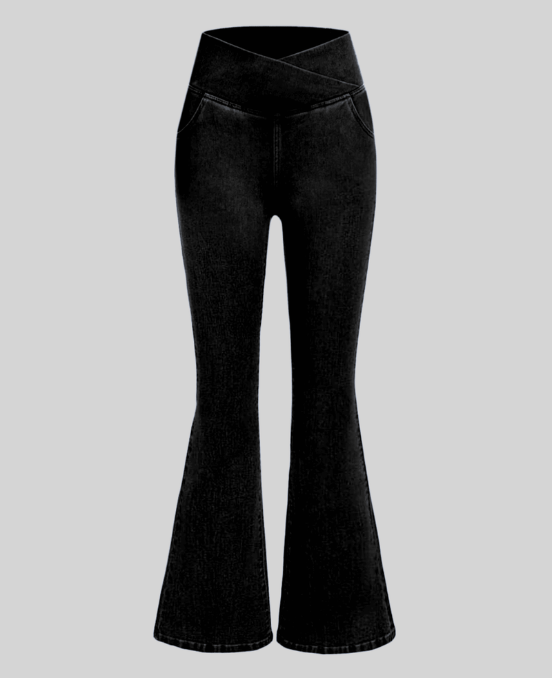 Calça Jeans Feminina Mab Ganga Wide Leg - Cintura Alta Cruzada