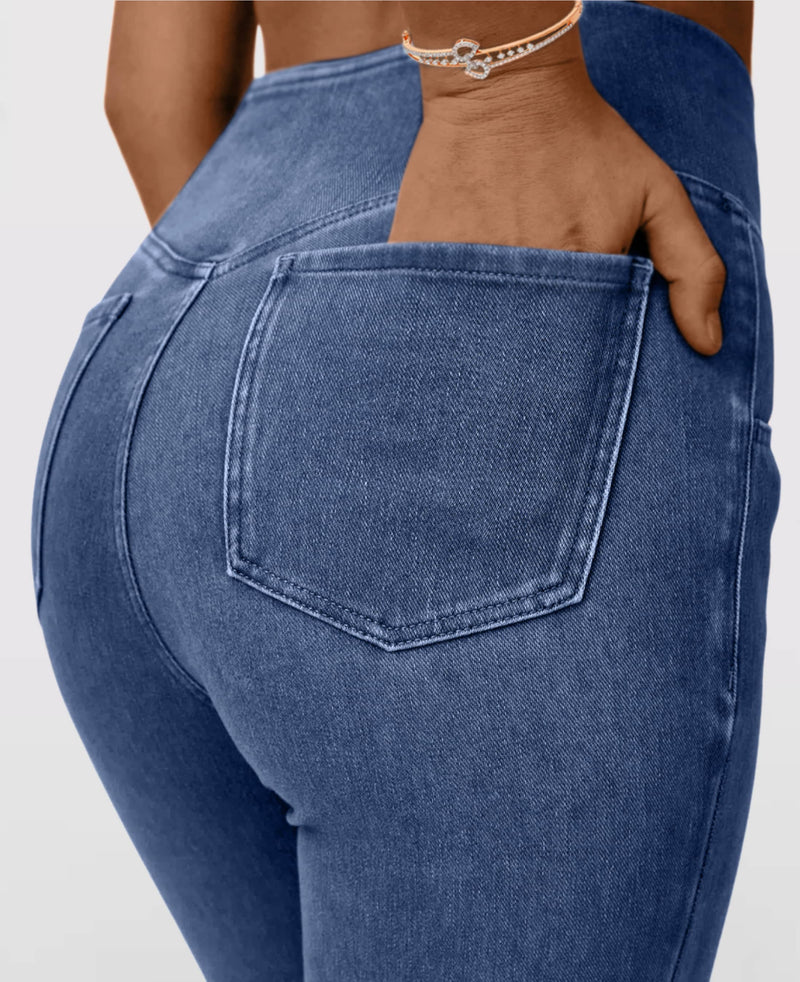 Calça Jeans Feminina Mab Ganga Wide Leg - Cintura Alta Cruzada