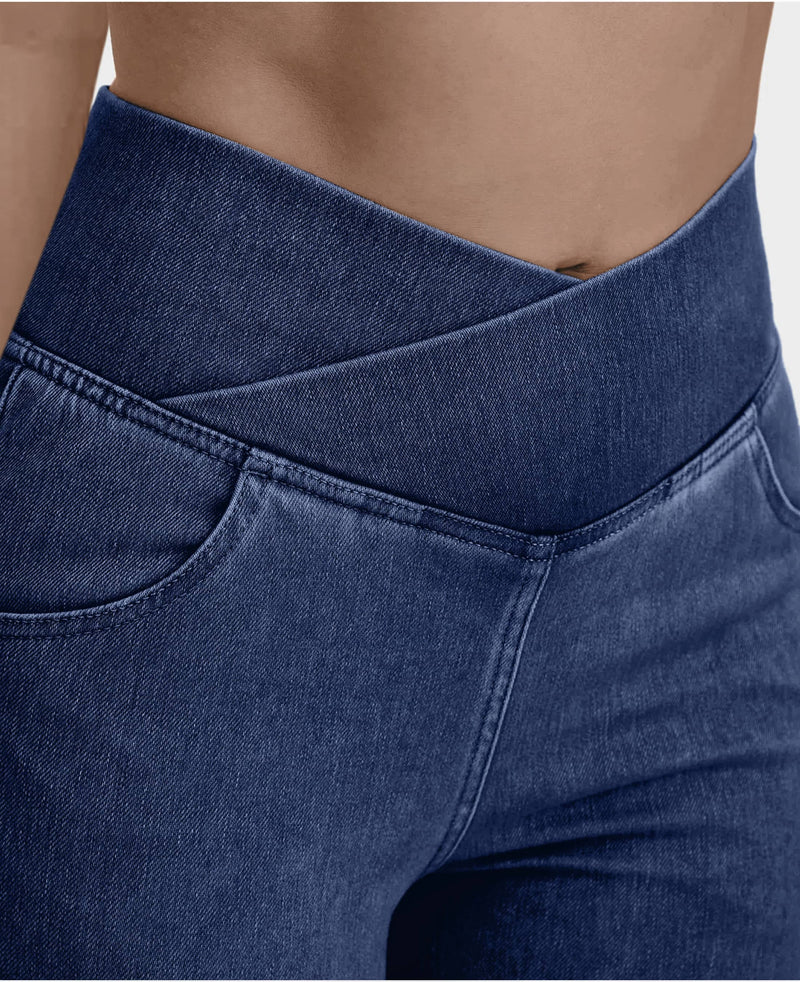 Calça Jeans Feminina Mab Ganga Wide Leg - Cintura Alta Cruzada