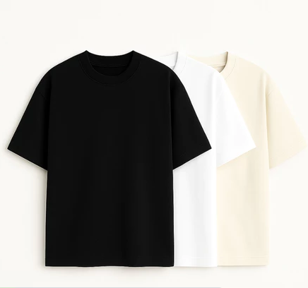 Kit 3 Camiseta Oversized Streetwear Lisa Básica Gola Alta 100% Algodão