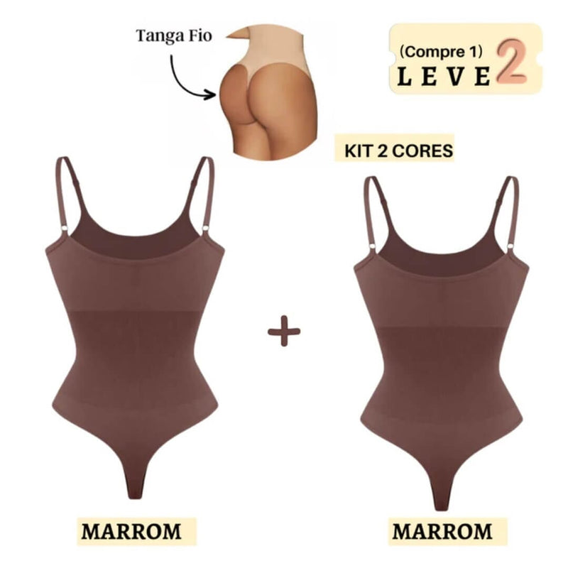 Body Modelador - ShapeSlim [Compre 1 & Leve 2] Body Modelador - ShapeSlim [Compre 1 & Leve 2] Fiordi Brasil Tanga Fio Marron + Marron PP