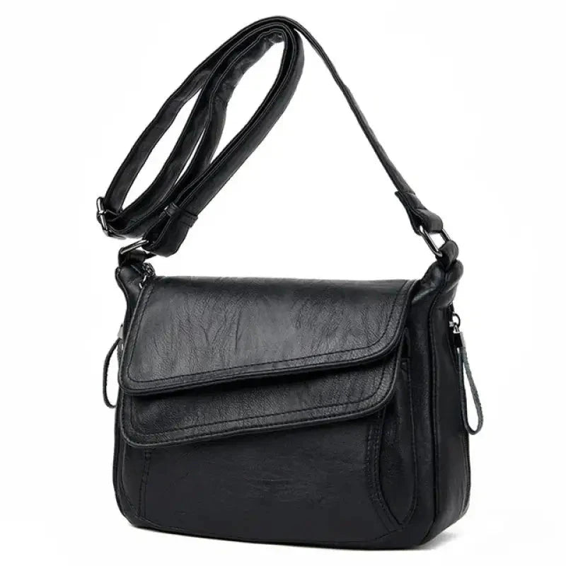 Bolsa Transversal Feminina Couro Kito Magazine Preto 