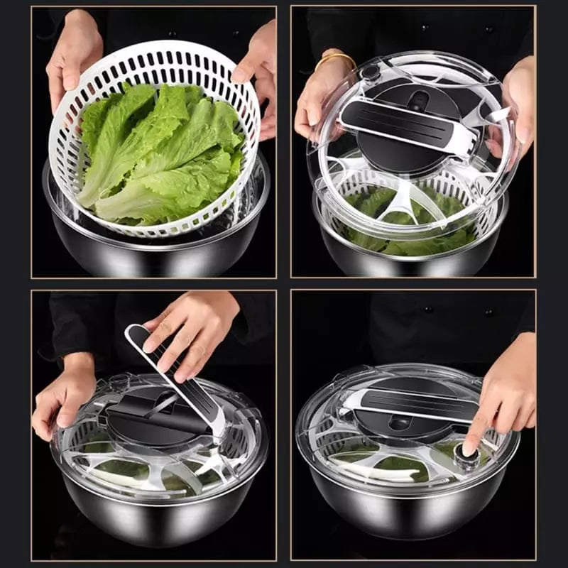 Centrifuga Secadora de Salada Bowl Inox Cozinha - Centrifuga Secadora de Salada Bowl Inox kito magazine 