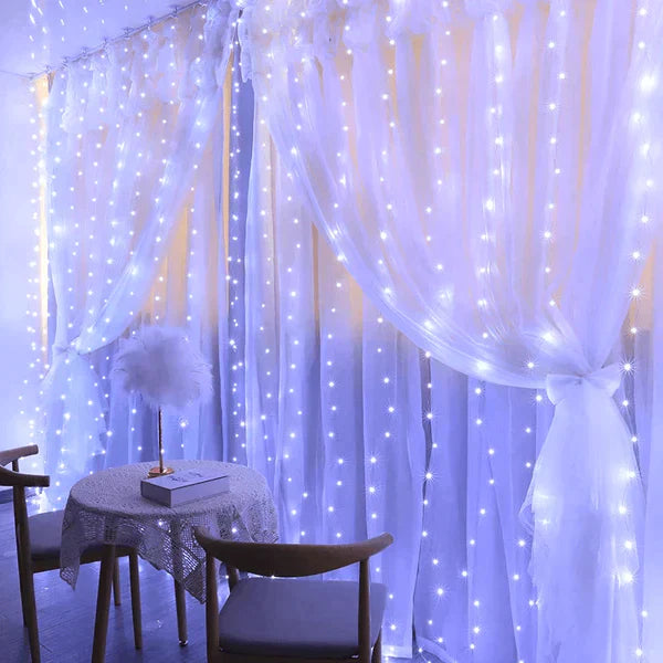 Cortina de Luz de Led com 300 Luzes e 8 Modos para Natal Casa e Jardim - Cortina de Luz de Led com 300 Luzes e 8 Modos para Natal KITO MAGAZINE 