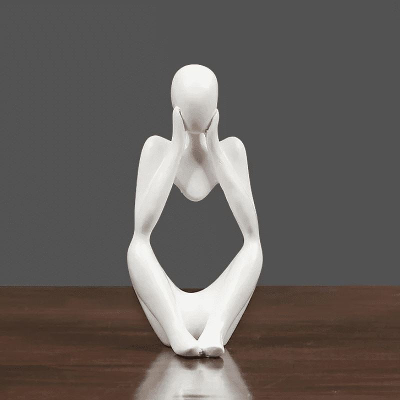 Decoração de Mesa Resina Escultura Estátua Pensador Escritório - Decoração de Mesa Resina Escultura Estátua Pensador Kito Magazine Branco Modelo 1 