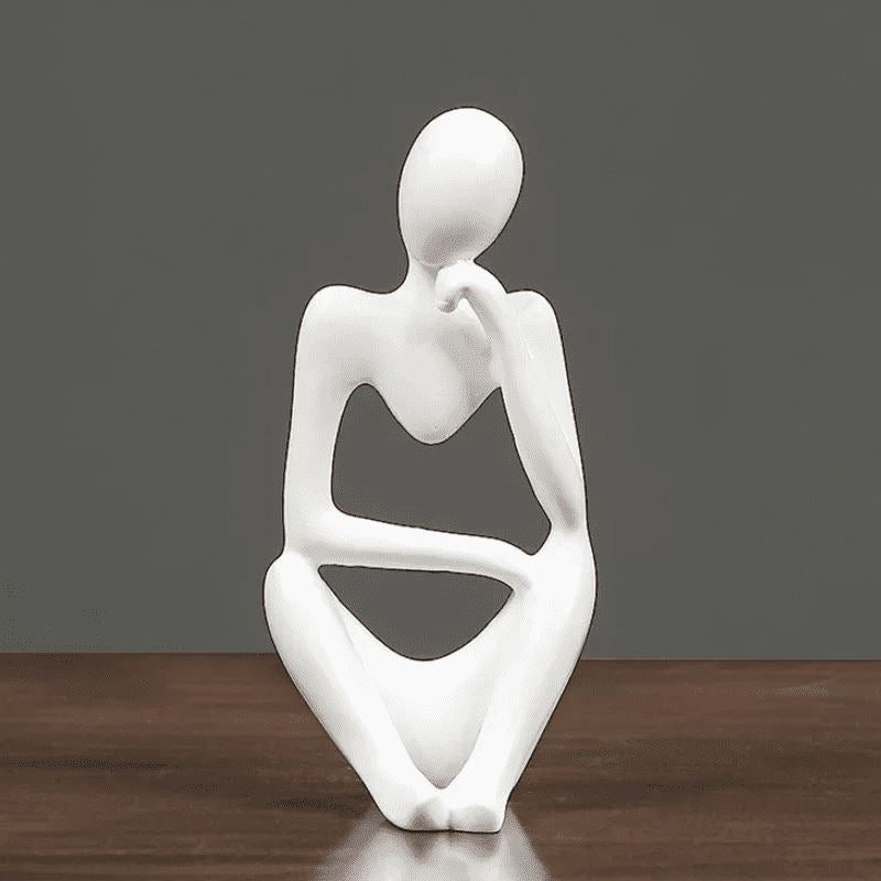 Decoração de Mesa Resina Escultura Estátua Pensador Escritório - Decoração de Mesa Resina Escultura Estátua Pensador Kito Magazine Branco Modelo 2 