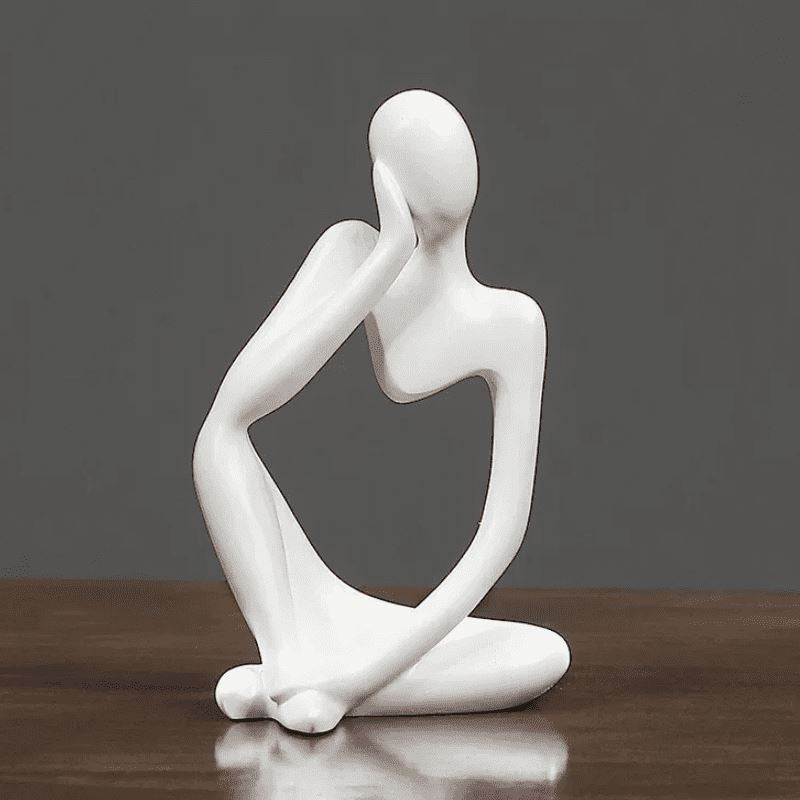 Decoração de Mesa Resina Escultura Estátua Pensador Escritório - Decoração de Mesa Resina Escultura Estátua Pensador Kito Magazine Branco Modelo 3 
