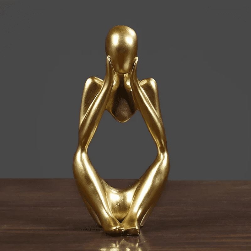 Decoração de Mesa Resina Escultura Estátua Pensador Escritório - Decoração de Mesa Resina Escultura Estátua Pensador Kito Magazine Dourado Modelo 1 