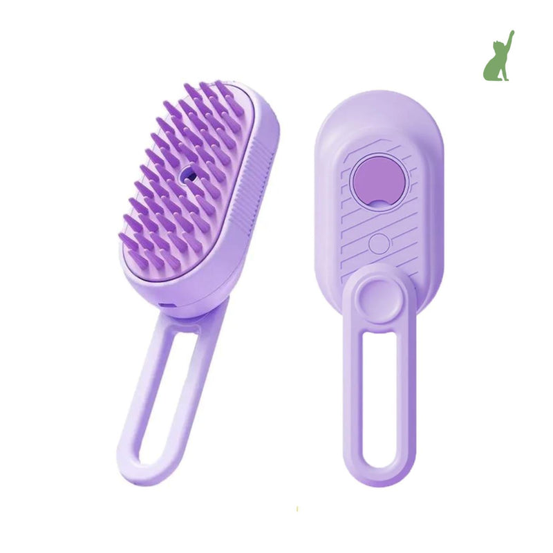 Escova de Vapor Massageadora Macia para Cães e Gatos 3 em 1 Escova de Vapor Massageadora Macia para Cães e Gatos 3 em 1 com Alça Bege Kito Magazine Roxo 