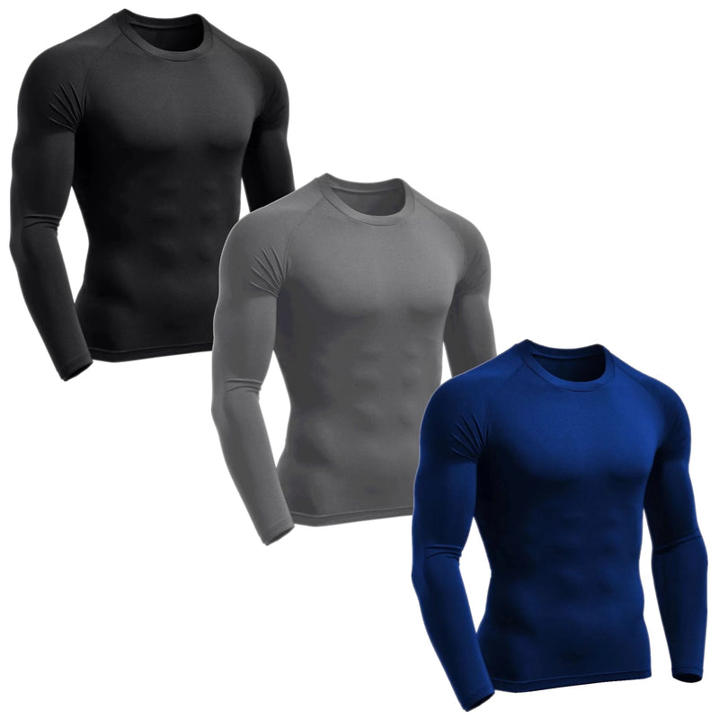 Kit 3 Camisas de Proteção Termica Uv Segunda Pele Kit 3 Camisas de Proteção Termica Uv Segunda Pele KITO MAGAZINE Cinza+Preto+Azul P 