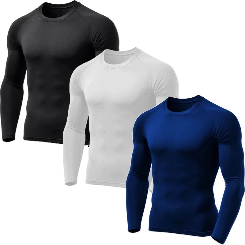 Kit 3 Camisas de Proteção Termica Uv Segunda Pele Kit 3 Camisas de Proteção Termica Uv Segunda Pele KITO MAGAZINE Preto+Branco+Azul P 