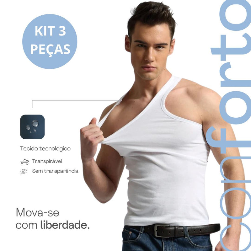 Kit 3 Regatas Masculinas Slim Kit 3 Regatas Masculinas Slim Kito Magazine 