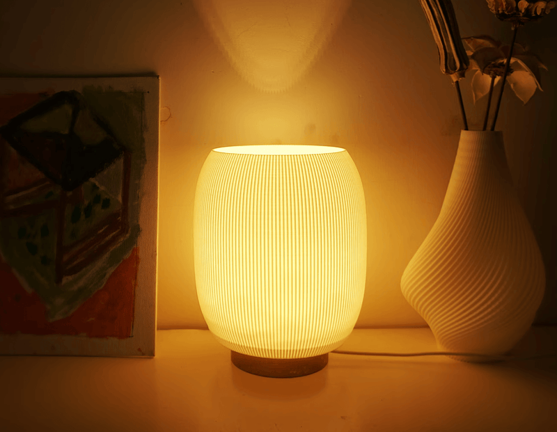 Luminária 3D com Base de Madeira
