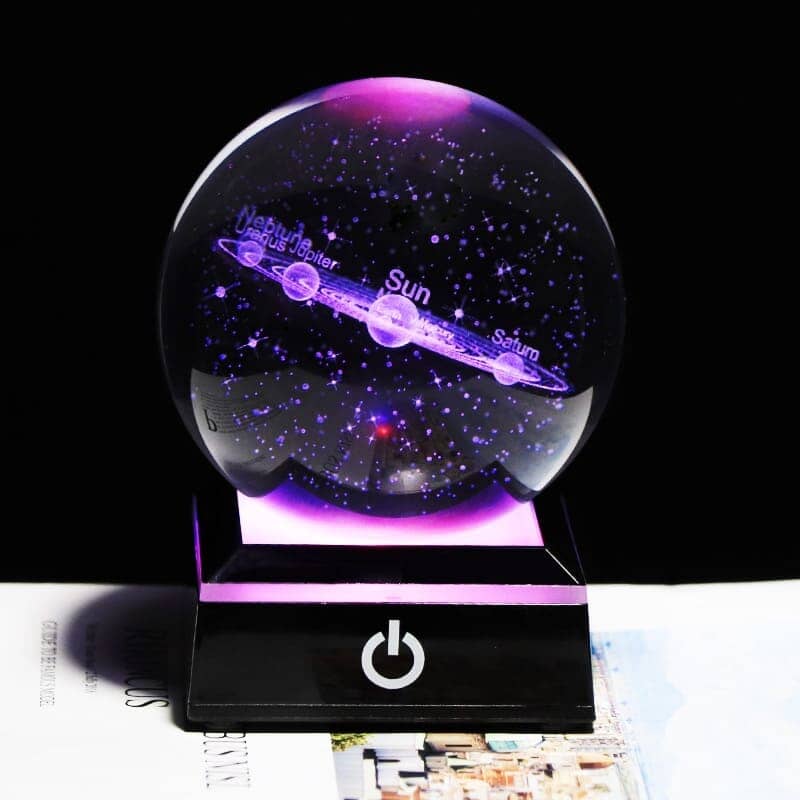 Luminária Bola de Cristal Decorativa - Sistema Solar Casa e Jardim - Luminária Bola de Cristal Decorativa Sistema Solar KITO MAGAZINE 8 cm Preta 