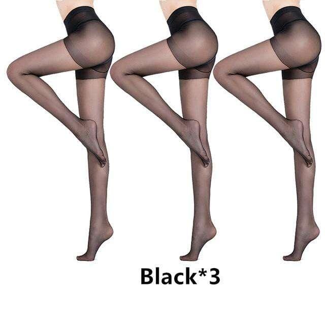 Meia Calça Feminina Anti Rasgo Peluciada Meia Calça Feminina Anti Rasgo Peluciada Kito Magazine 3 Pares Preto 40 a 80kg 