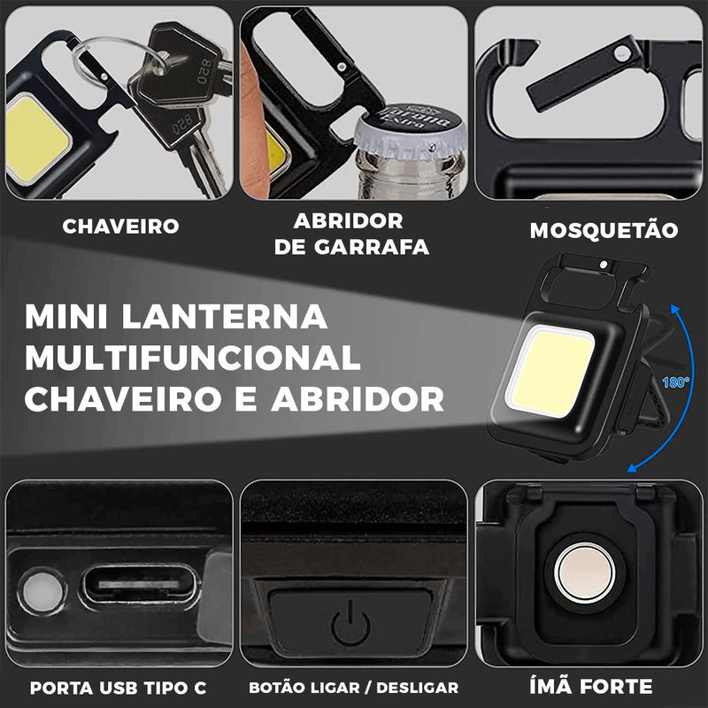 Mini Lanterna Chaveiro Abridor USB (Pague 2 e Leve 4 Unidades) Lanternas - Mini Lanterna Chaveiro Abridor USB Kito Magazine 