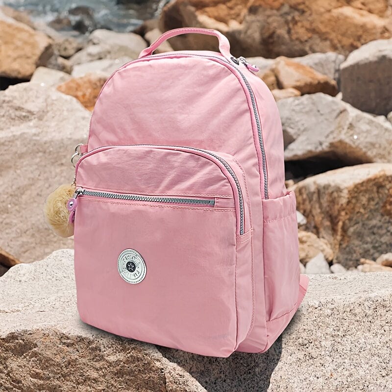 Mochila Escolar De Nylon Material Leve Mochila Escolar De Nylon Material Leve Kito Magazine Luz rosa 