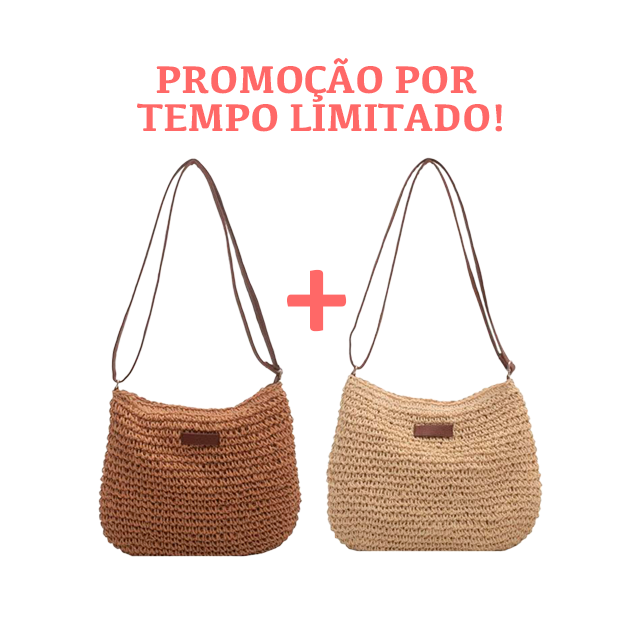 Bolsa de Palha Trançada Artesanal -  Tropical (Compre 01 Leve 02)
