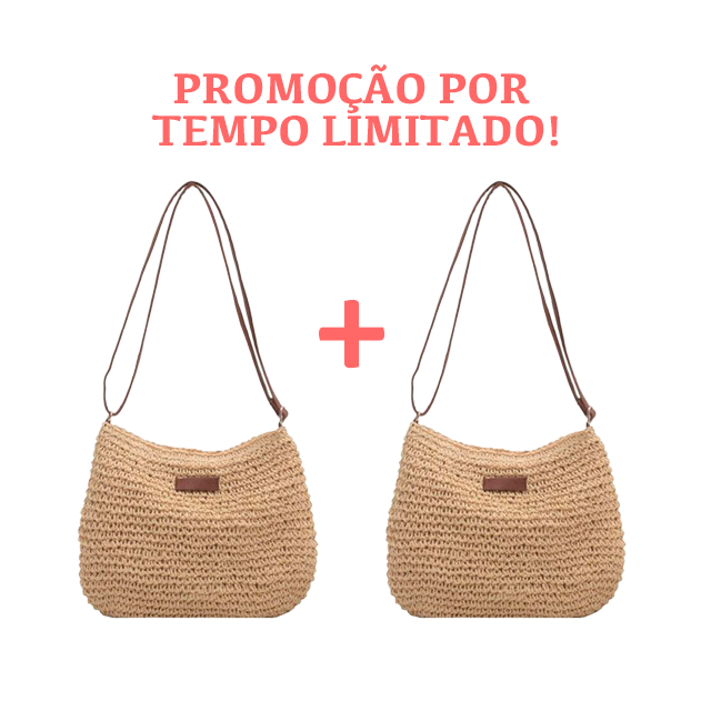 Bolsa de Palha Trançada Artesanal -  Tropical (Compre 01 Leve 02)