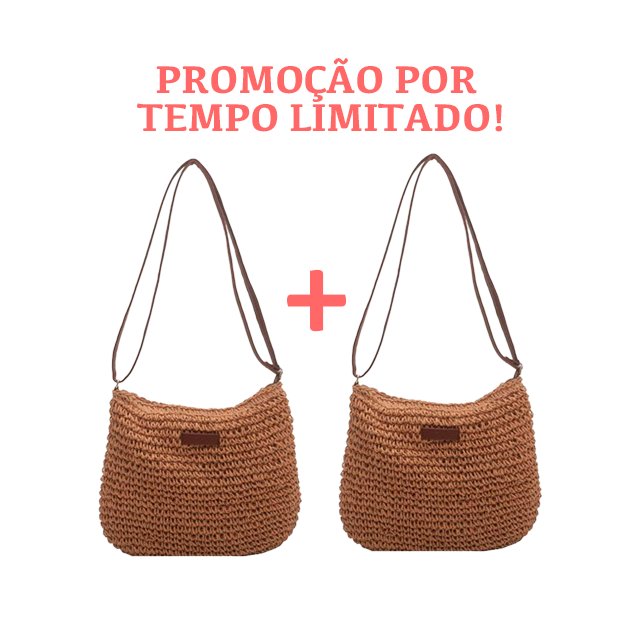 Bolsa de Palha Trançada Artesanal -  Tropical (Compre 01 Leve 02)