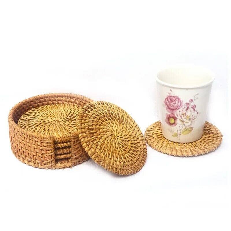 Porta Copo de Mesa 6pcs de Vime Mesa Posta - Porta Copo de Mesa 6pcs de Vime Housee - Coleção Decoração Kito Magazine 